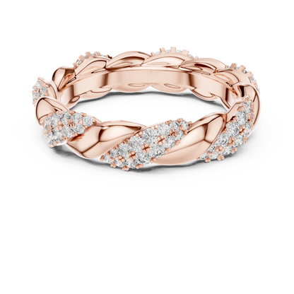 Intertwined Diamond and Polished Gold Infinity Band