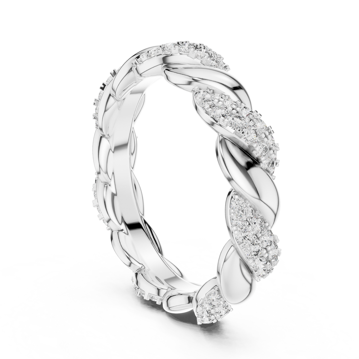 Intertwined Diamond and Polished Gold Infinity Band