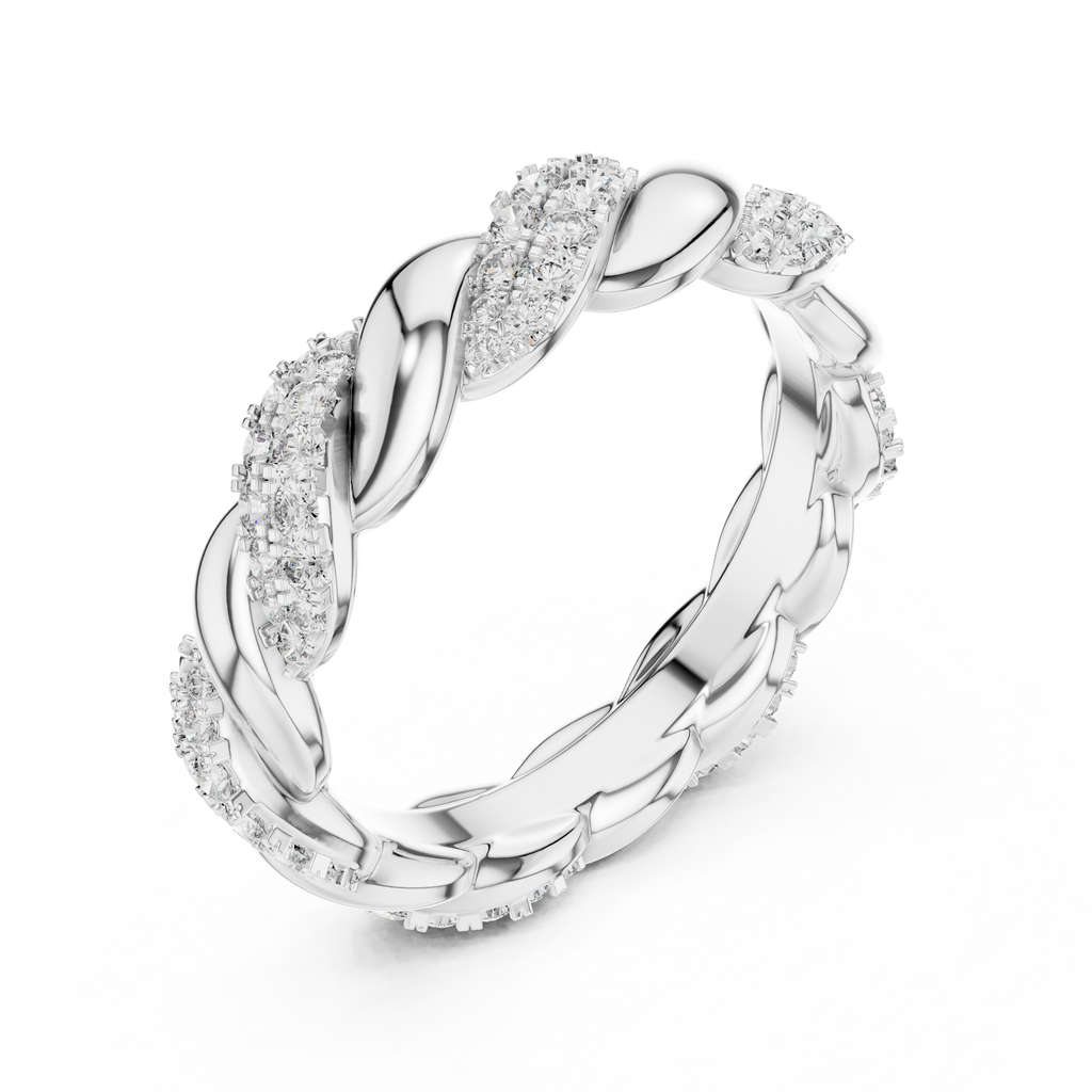 Intertwined Diamond and Polished Gold Infinity Band