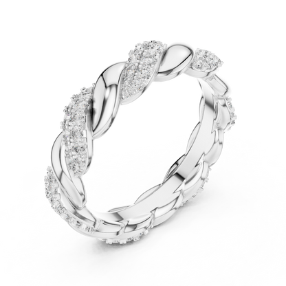 Intertwined Diamond and Polished Gold Infinity Band