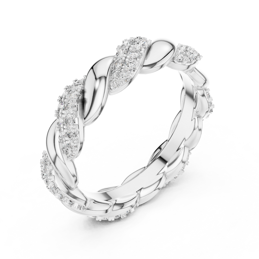 Intertwined Diamond and Polished Gold Infinity Band