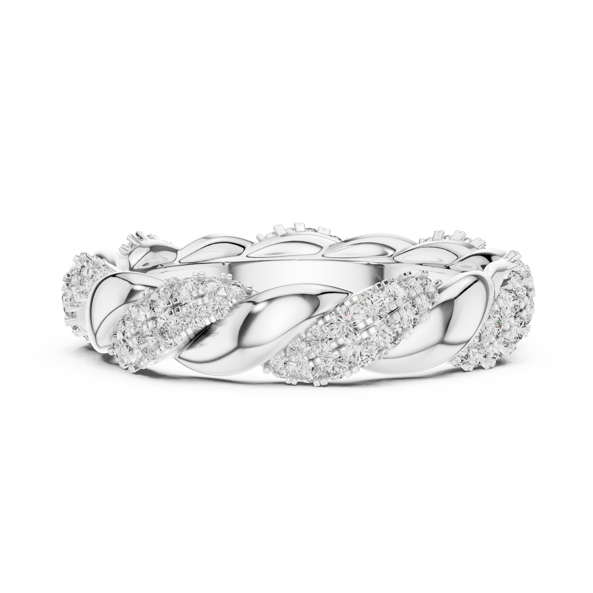 Intertwined Diamond and Polished Gold Infinity Band