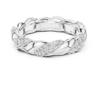 Intertwined Diamond and Polished Gold Infinity Band