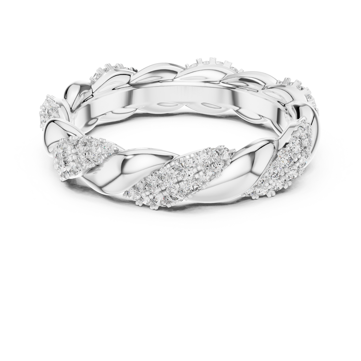 Intertwined Diamond and Polished Gold Infinity Band