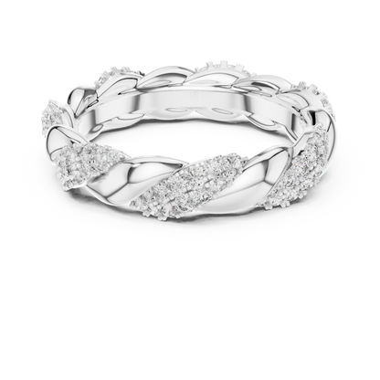 Intertwined Diamond and Polished Gold Infinity Band