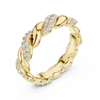Intertwined Diamond and Polished Gold Infinity Band