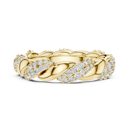 Intertwined Diamond and Polished Gold Infinity Band