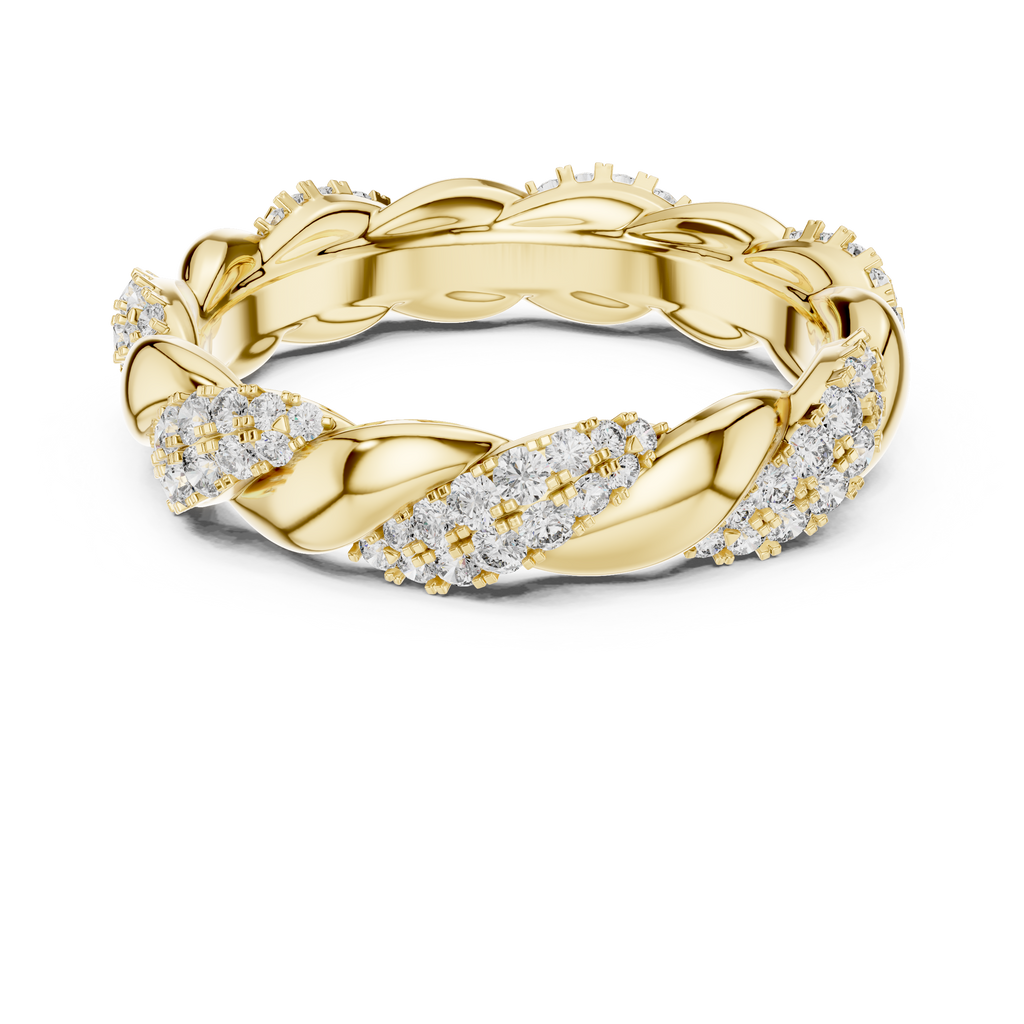 Intertwined Diamond and Polished Gold Infinity Band