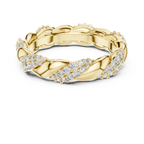 Intertwined Diamond and Polished Gold Infinity Band