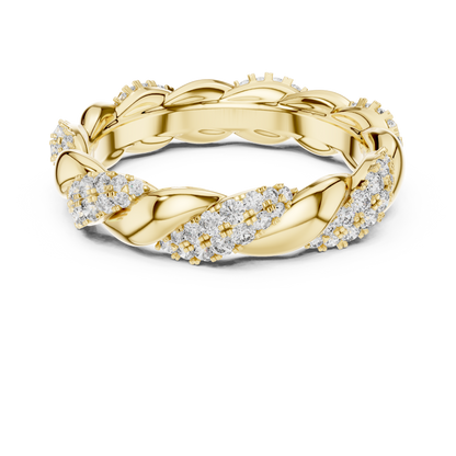 Intertwined Diamond and Polished Gold Infinity Band