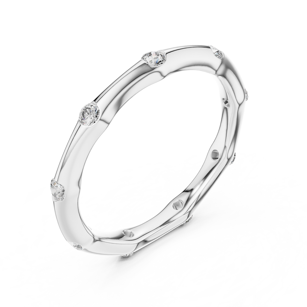 A Hand-Sculpted Wavy Band with Flush-Set Diamond Accents