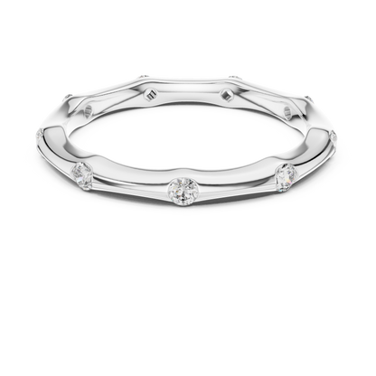 A Hand-Sculpted Wavy Band with Flush-Set Diamond Accents