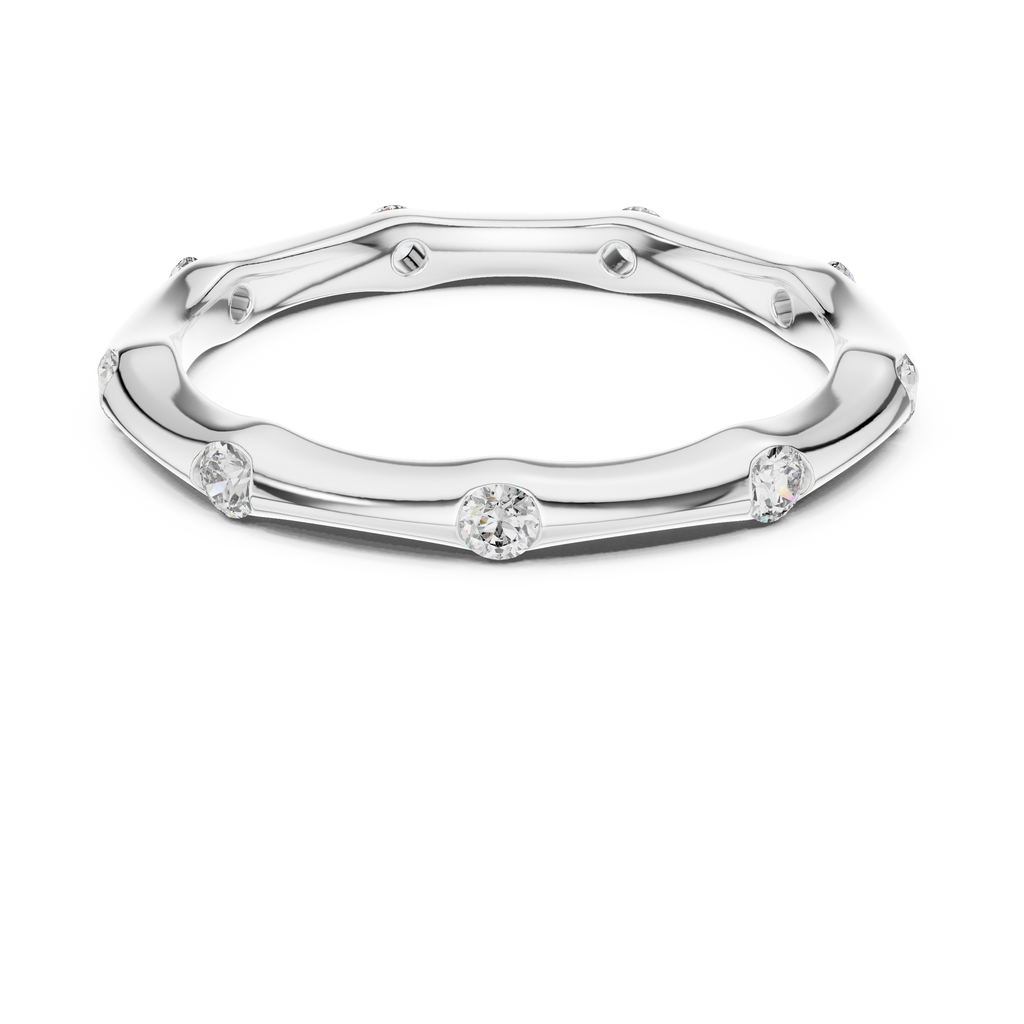 A Hand-Sculpted Wavy Band with Flush-Set Diamond Accents