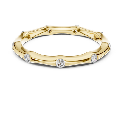 A Hand-Sculpted Wavy Band with Flush-Set Diamond Accents
