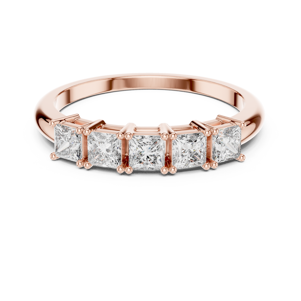 Five Princess-Cut Diamonds in a Classic Elevated Basket Setting