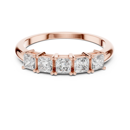 Five Princess-Cut Diamonds in a Classic Elevated Basket Setting