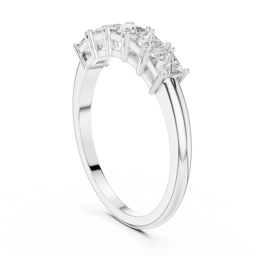 Five Princess-Cut Diamonds in a Classic Elevated Basket Setting