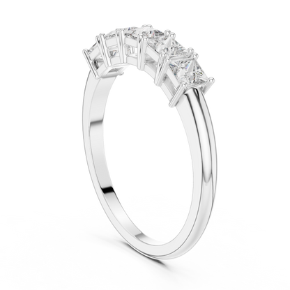 Five Princess-Cut Diamonds in a Classic Elevated Basket Setting