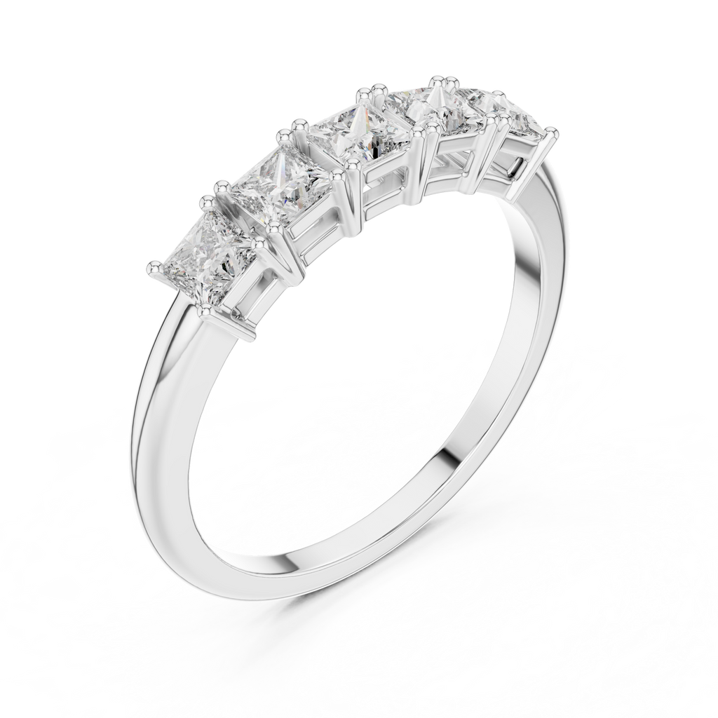 Five Princess-Cut Diamonds in a Classic Elevated Basket Setting