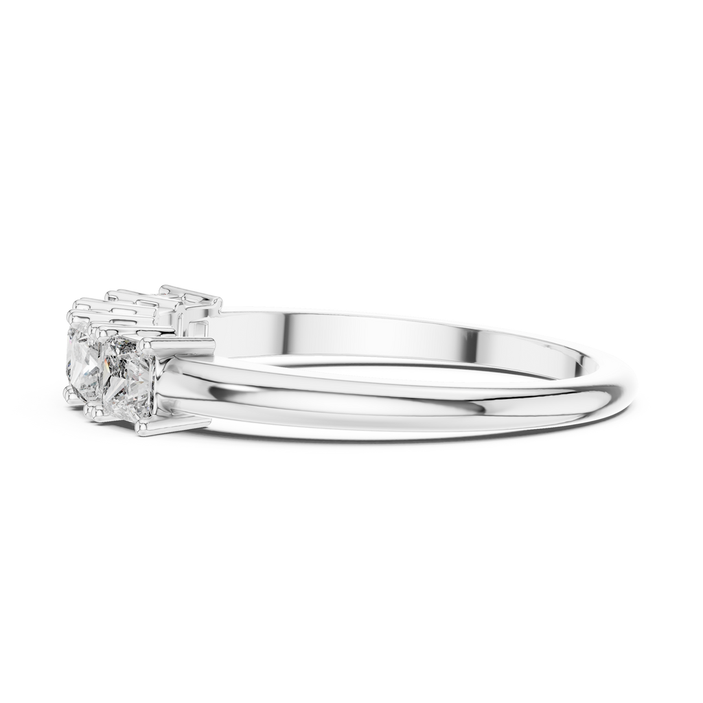Five Princess-Cut Diamonds in a Classic Elevated Basket Setting
