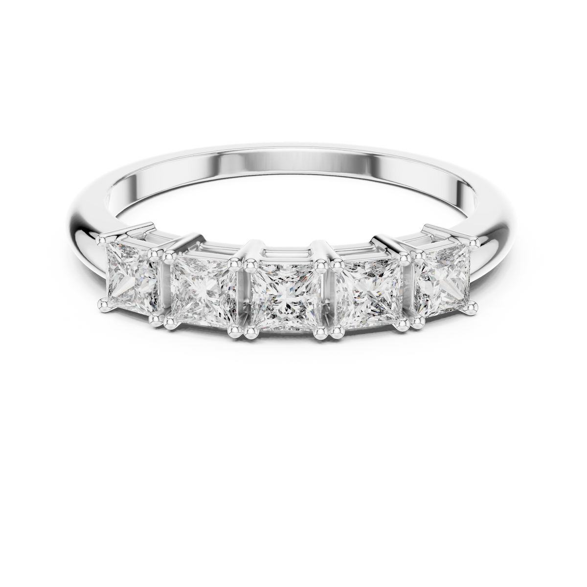 Five Princess-Cut Diamonds in a Classic Elevated Basket Setting