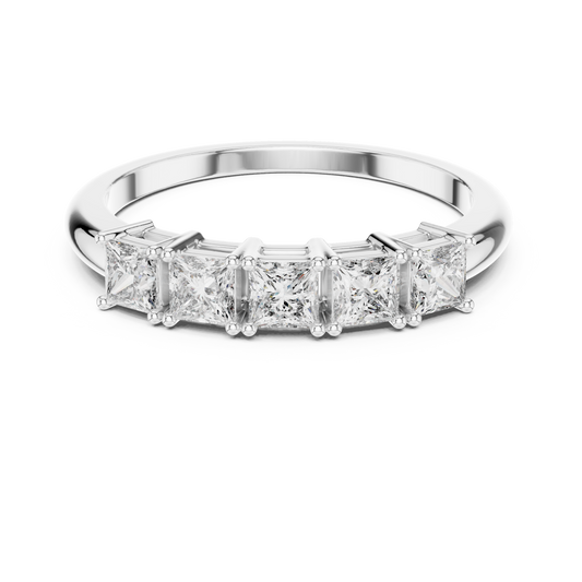 Five Princess-Cut Diamonds in a Classic Elevated Basket Setting