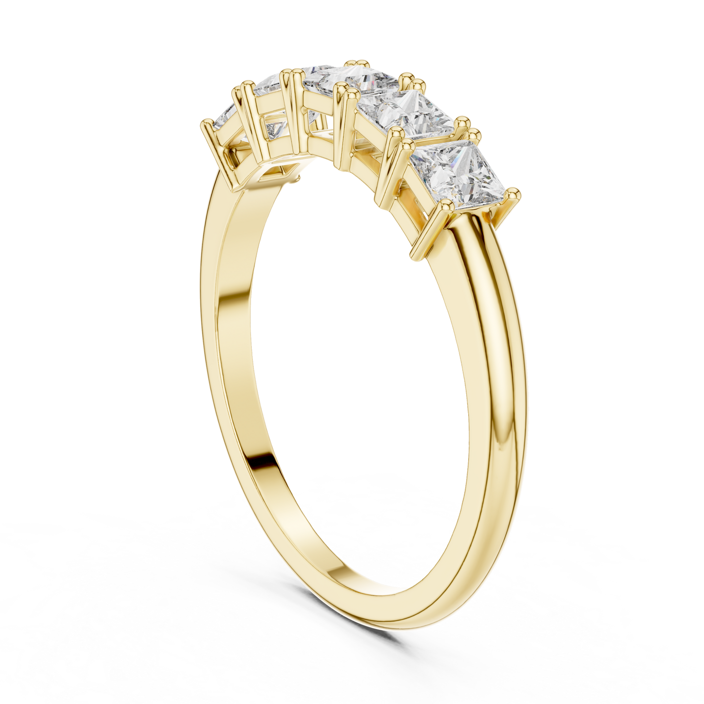 Five Princess-Cut Diamonds in a Classic Elevated Basket Setting