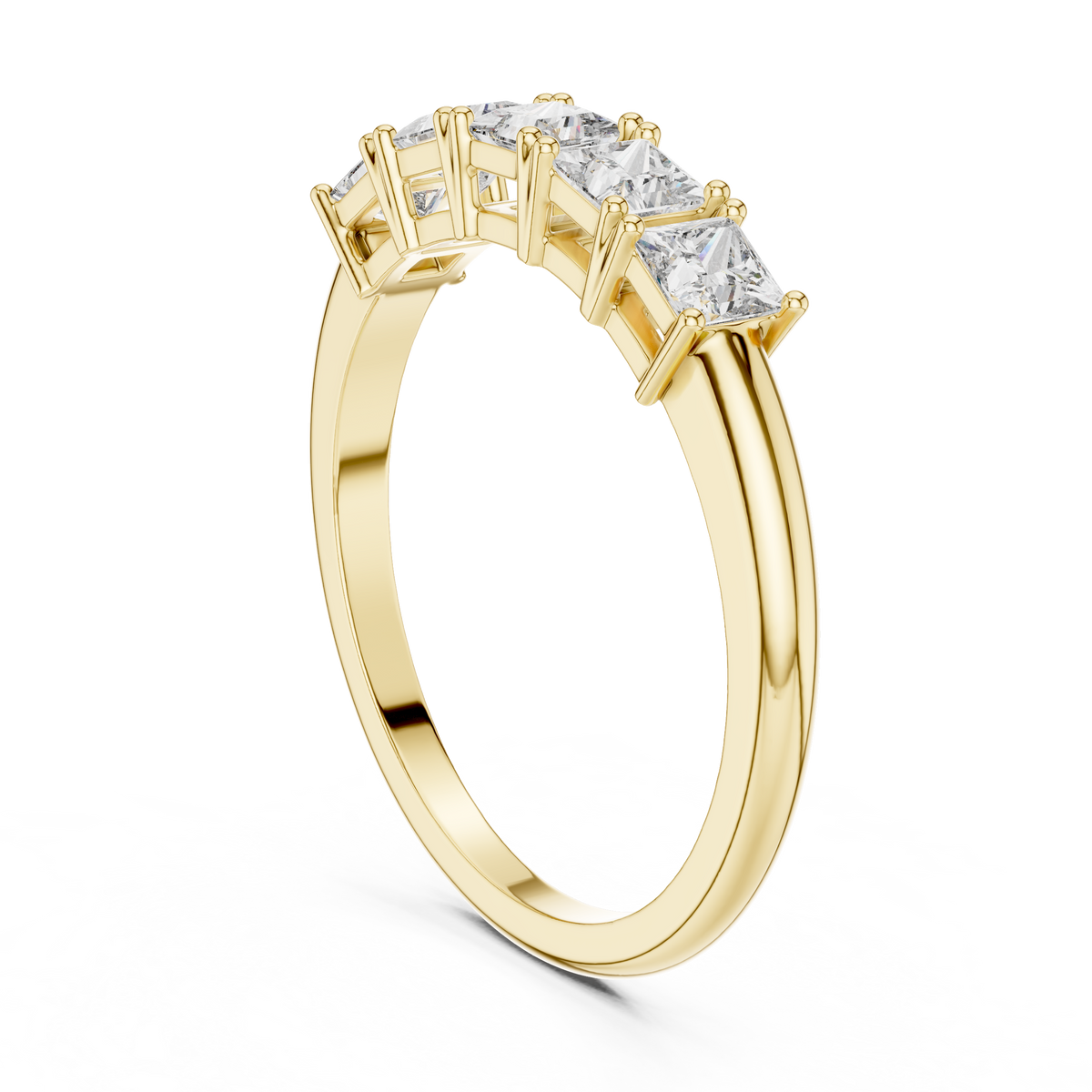 Five Princess-Cut Diamonds in a Classic Elevated Basket Setting