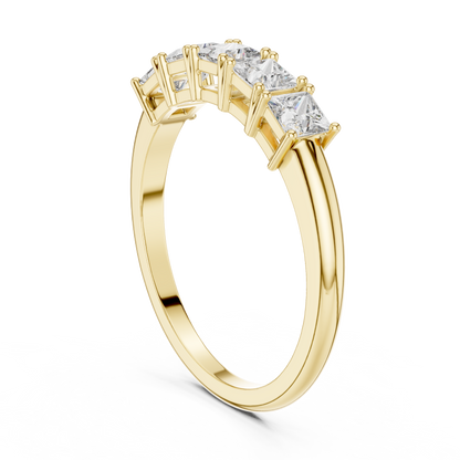 Five Princess-Cut Diamonds in a Classic Elevated Basket Setting