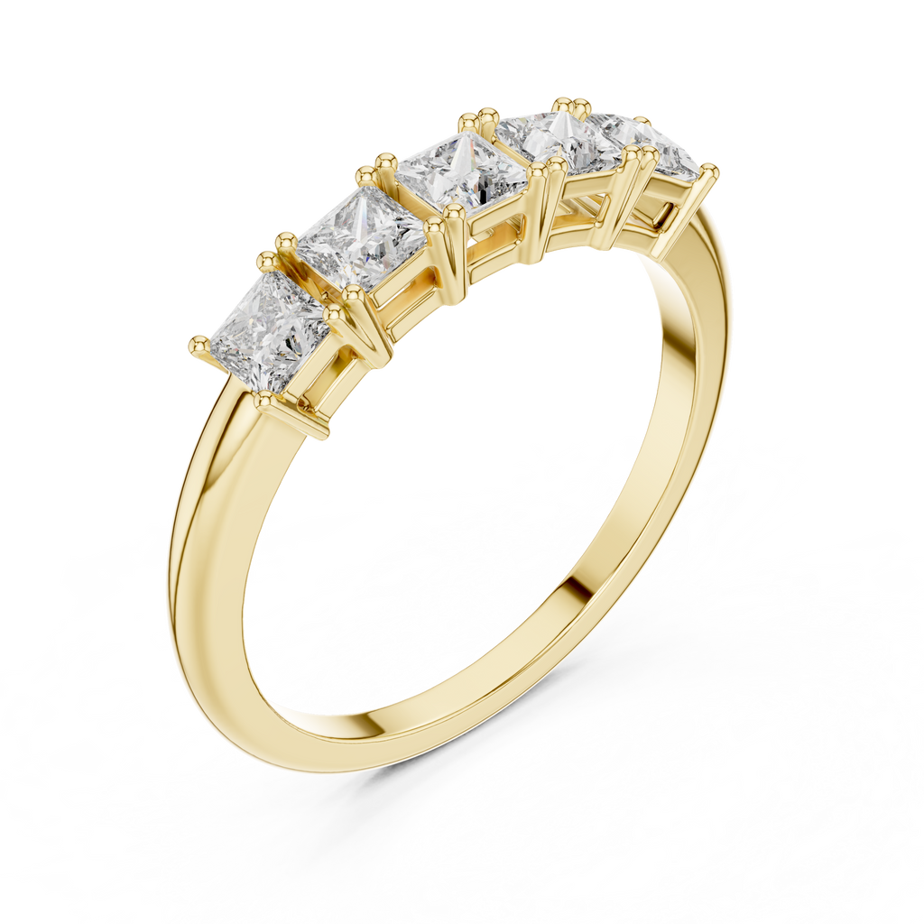 Five Princess-Cut Diamonds in a Classic Elevated Basket Setting