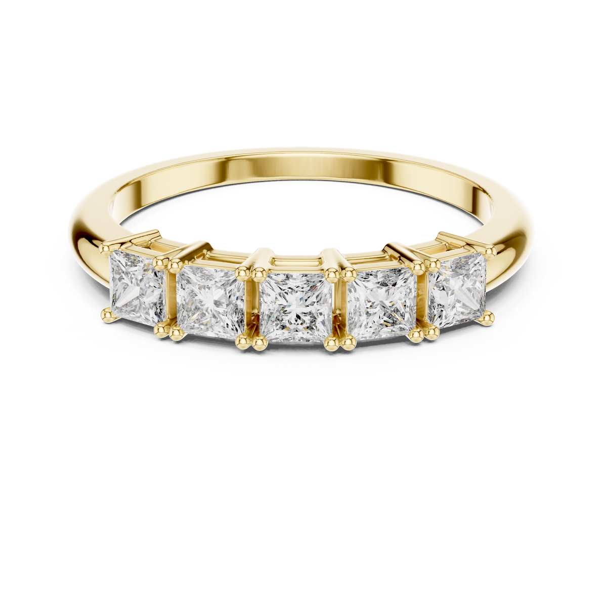 Five Princess-Cut Diamonds in a Classic Elevated Basket Setting