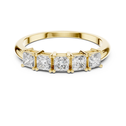 Five Princess-Cut Diamonds in a Classic Elevated Basket Setting