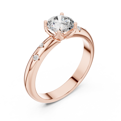 A Brilliant Round Diamond on a Hand-Engraved Celestial Band
