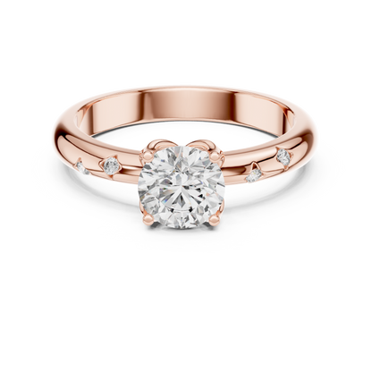 A Brilliant Round Diamond on a Hand-Engraved Celestial Band