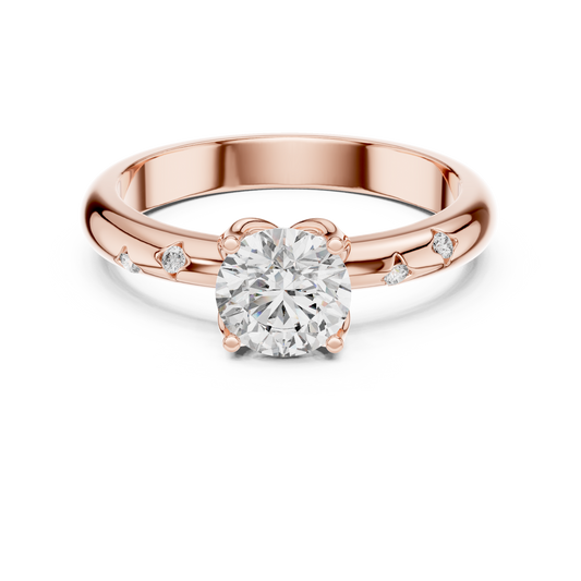 A Brilliant Round Diamond on a Hand-Engraved Celestial Band
