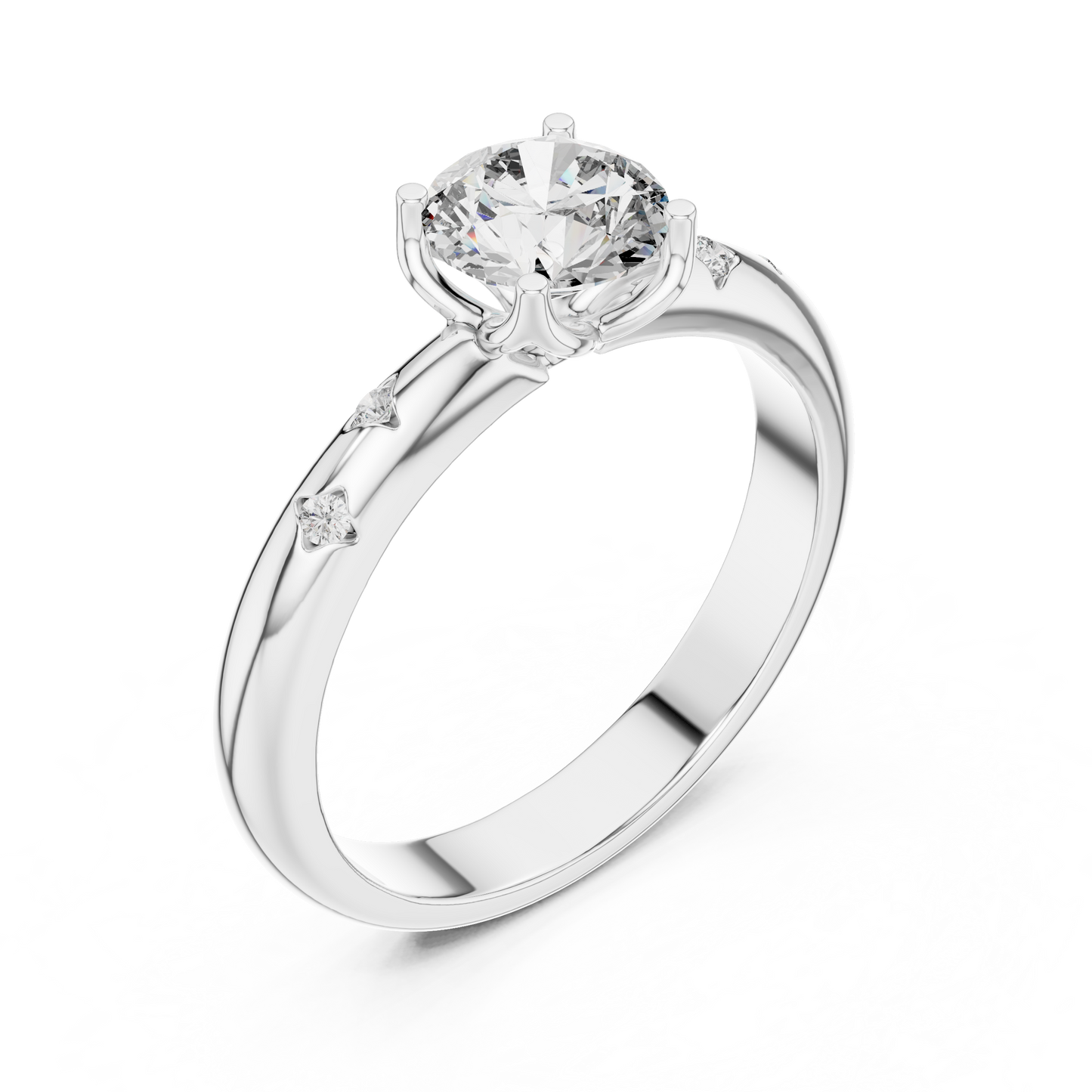 A Brilliant Round Diamond on a Hand-Engraved Celestial Band