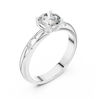 A Brilliant Round Diamond on a Hand-Engraved Celestial Band