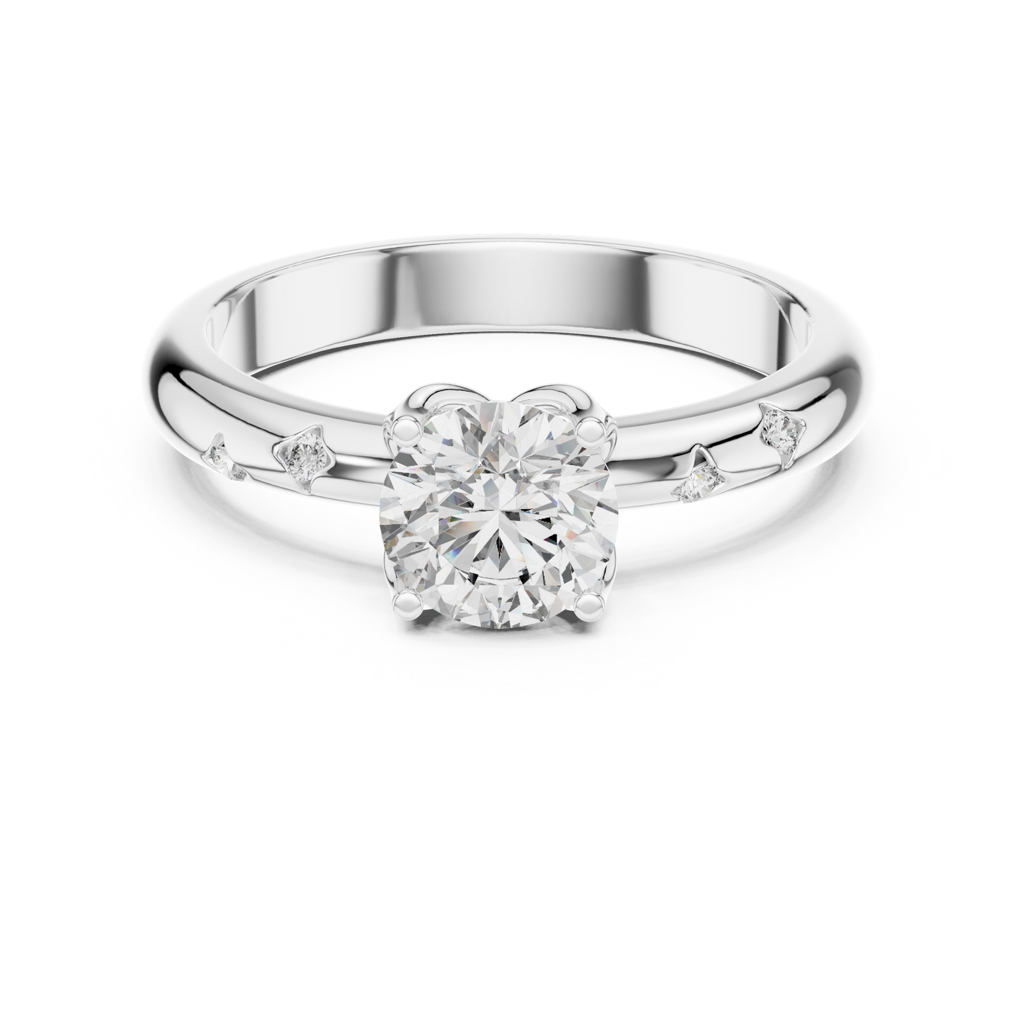 A Brilliant Round Diamond on a Hand-Engraved Celestial Band