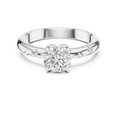 A Brilliant Round Diamond on a Hand-Engraved Celestial Band