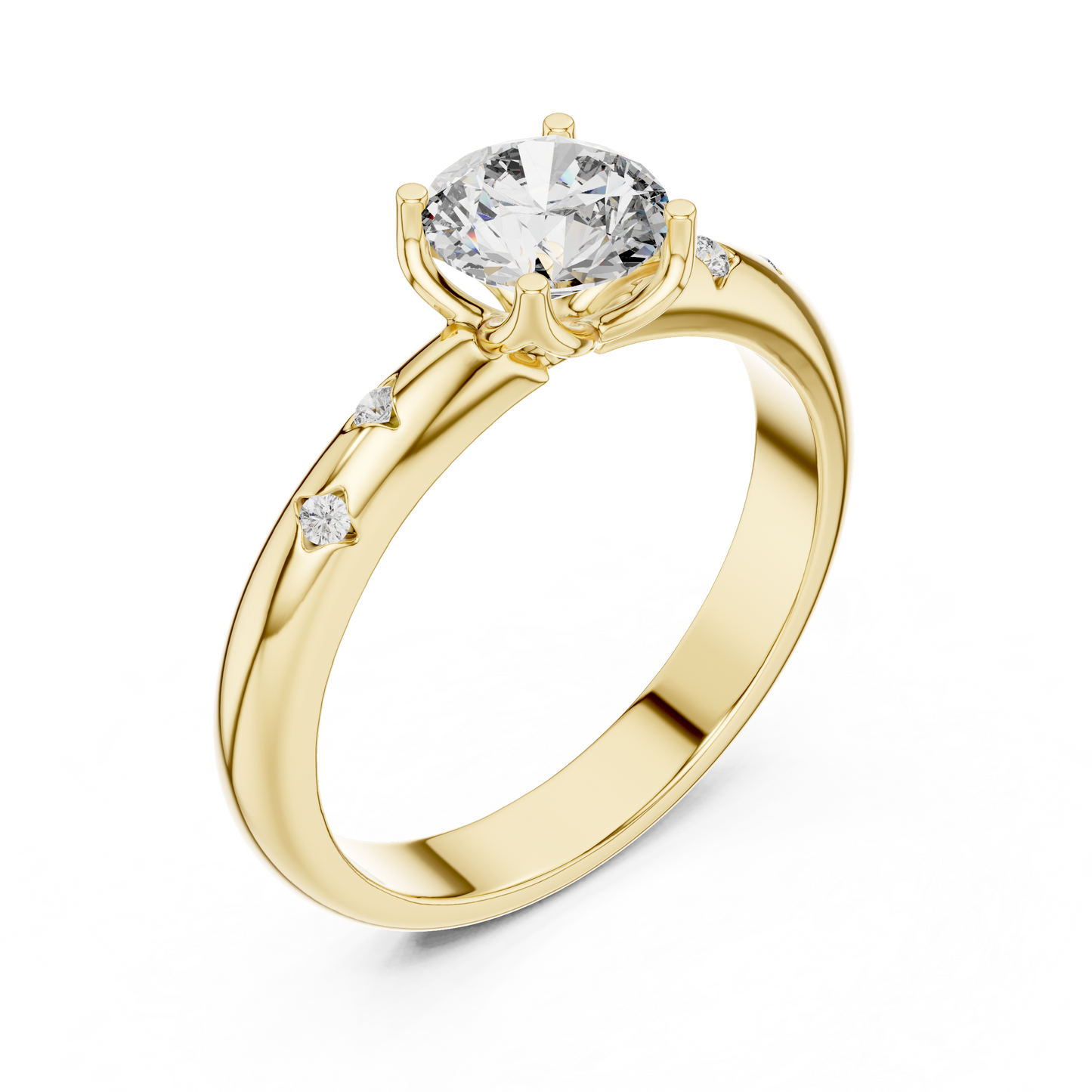 A Brilliant Round Diamond on a Hand-Engraved Celestial Band