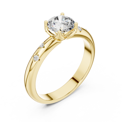 A Brilliant Round Diamond on a Hand-Engraved Celestial Band