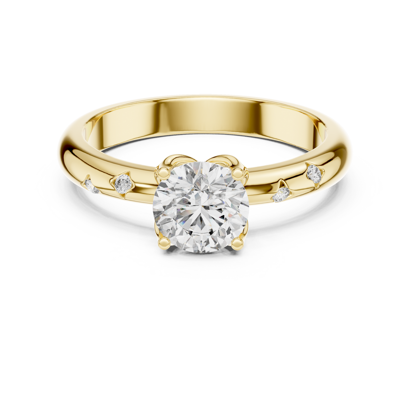 A Brilliant Round Diamond on a Hand-Engraved Celestial Band