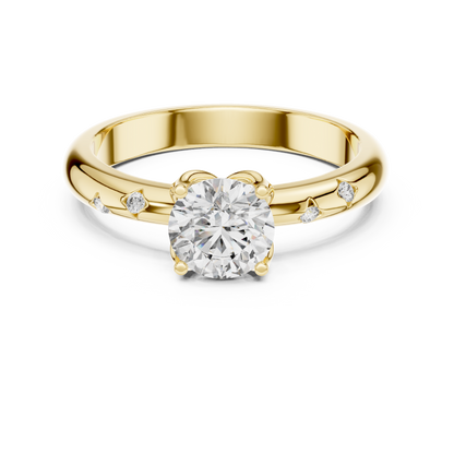 A Brilliant Round Diamond on a Hand-Engraved Celestial Band