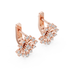 Moderne Diamant-Creolen für Damen | Funkelnde florale Diamant-Creolen