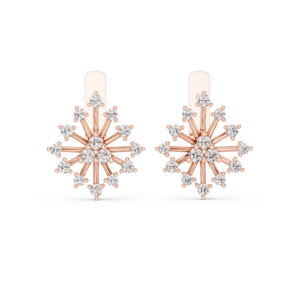 Moderne Diamant-Creolen für Damen | Funkelnde florale Diamant-Creolen