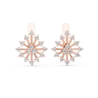 Modern Diamond Hoop Earrings for Women | Sparkling Floral Diamond Hoops