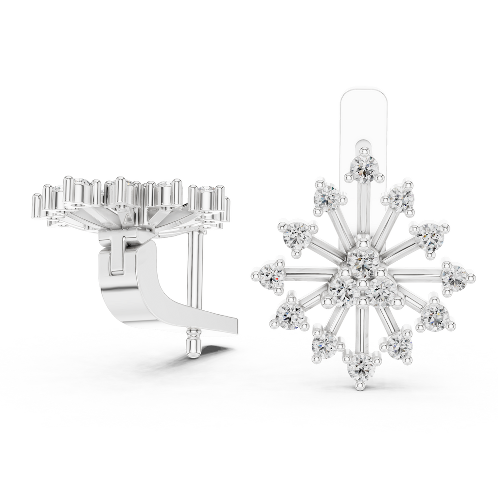 Moderne Diamant-Creolen für Damen | Funkelnde florale Diamant-Creolen