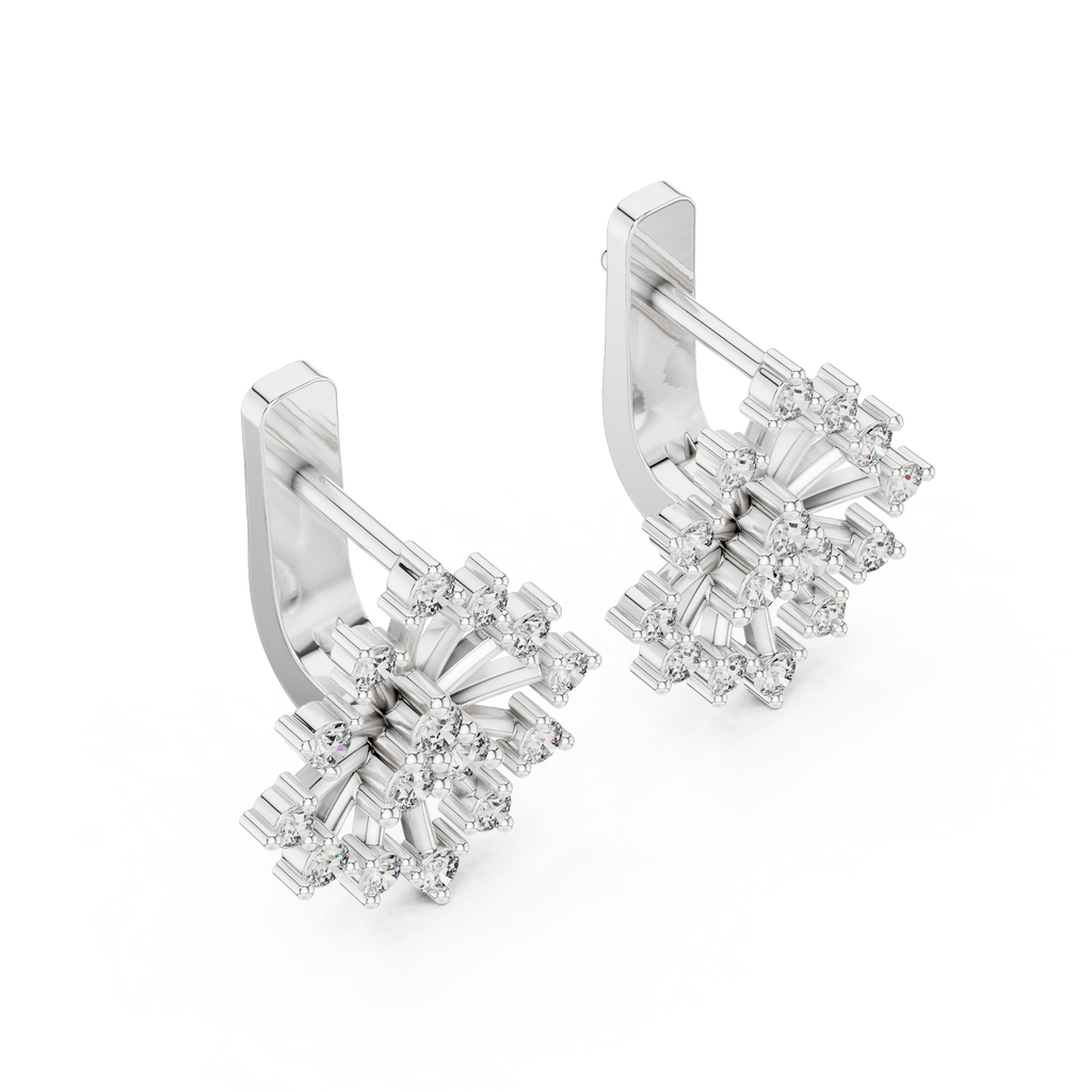 Moderne Diamant-Creolen für Damen | Funkelnde florale Diamant-Creolen