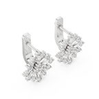 Moderne Diamant-Creolen für Damen | Funkelnde florale Diamant-Creolen