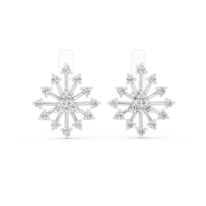 Modern Diamond Hoop Earrings for Women | Sparkling Floral Diamond Hoops
